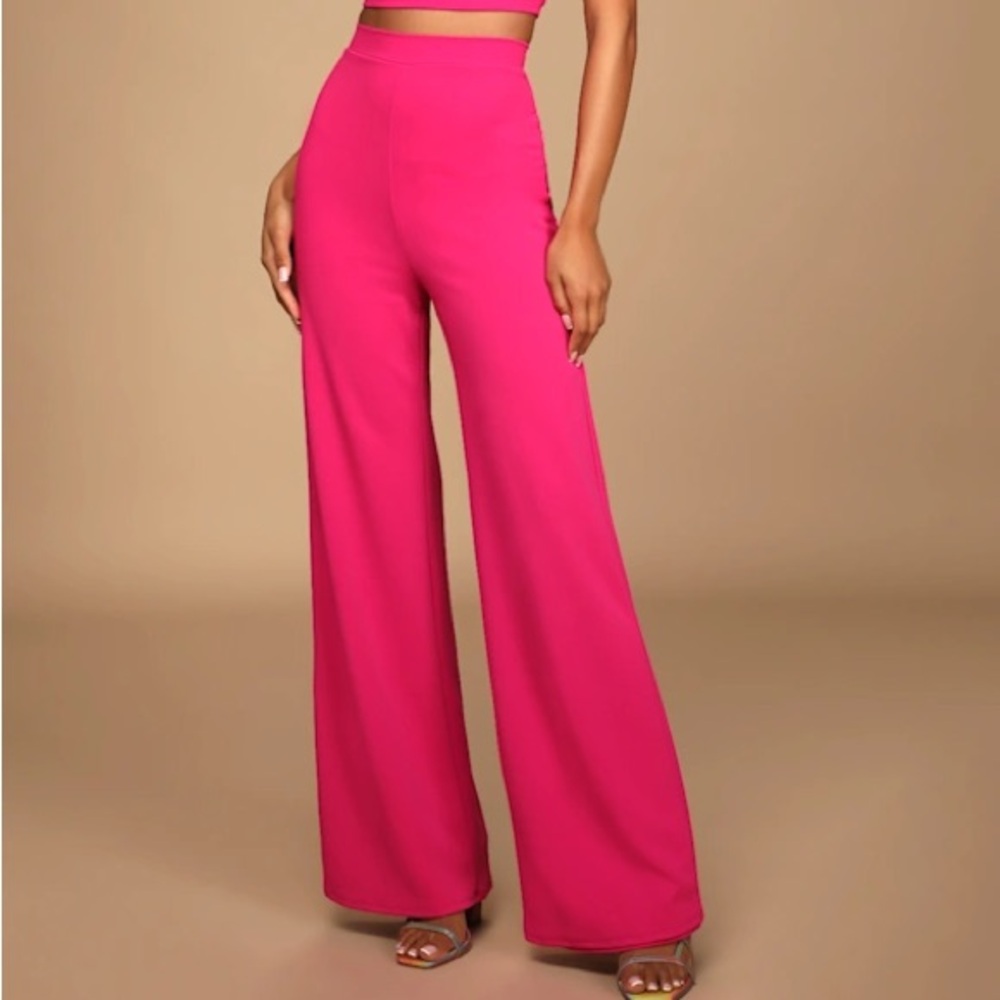 Amanda Uprichard Vibrant Pink Wide Leg Pant